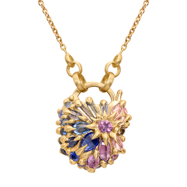 Blue & Purple Fantaisie Padlock Necklace - 12082